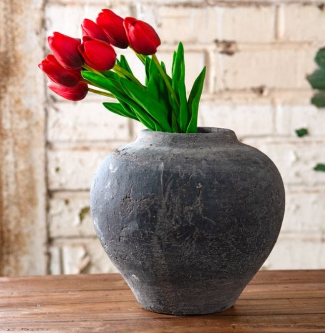 Charcoal Plum Antiqued Vase