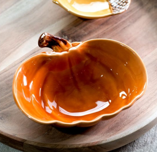Orange Ceramic Pumpkin Bowl