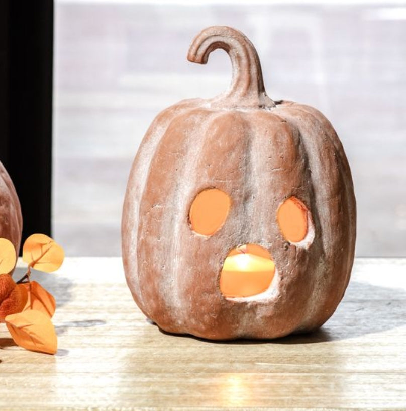 Large Orange Ghost Terracotta Pumpkin- Best seller!