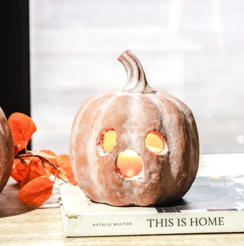 Small Orange Terracotta Ghost Pumpkin- Best Seller!