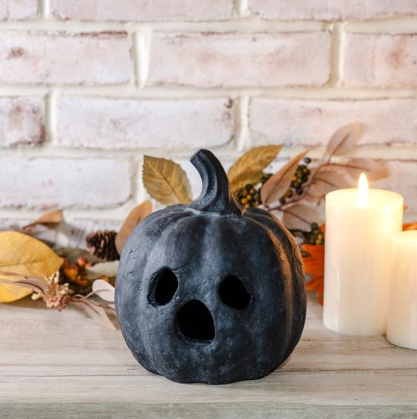 Small Black Terracotta Ghost Pumpkin- Best Seller!