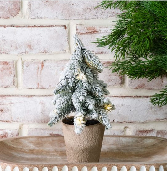 Snowy Mini Tree with Lights