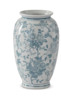 Large Teal Chinoiserie Vase
