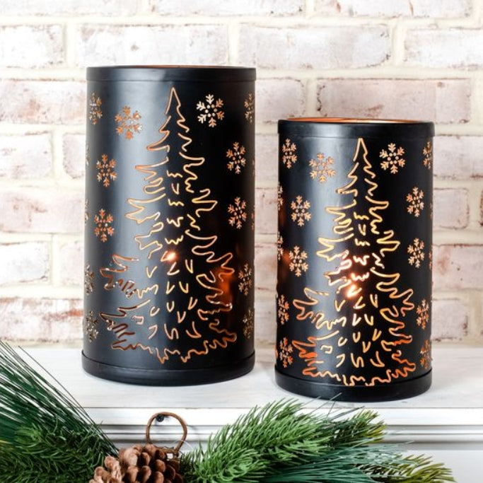 Black & Copper Tree Lanterns Assorted