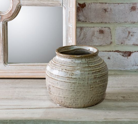 Medium Milky Beige Ceramic Vase