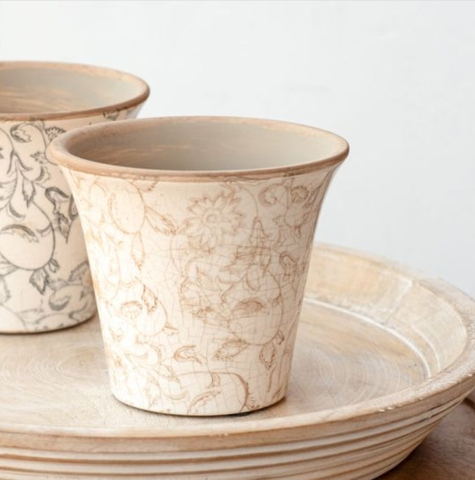 Large Beige Heirloom Planter Pot