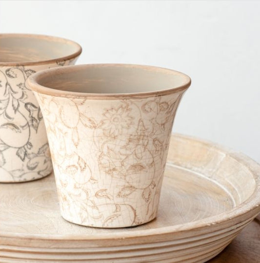 Large Beige Heirloom Planter Pot