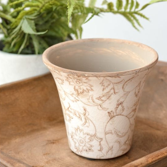Small Beige Heirloom Planter Pot