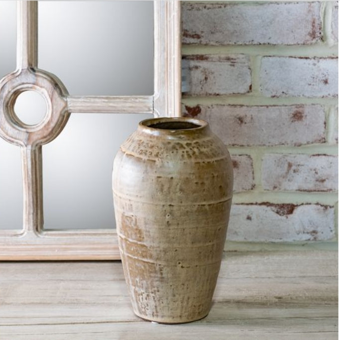 Tall Milky Beige Ceramic Vase