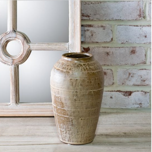 Tall Milky Beige Ceramic Vase
