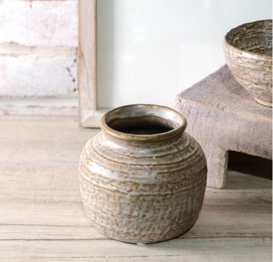 Small Milky Beige Ceramic Vase