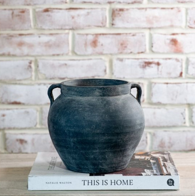 Loop Handle Charcoal Vase