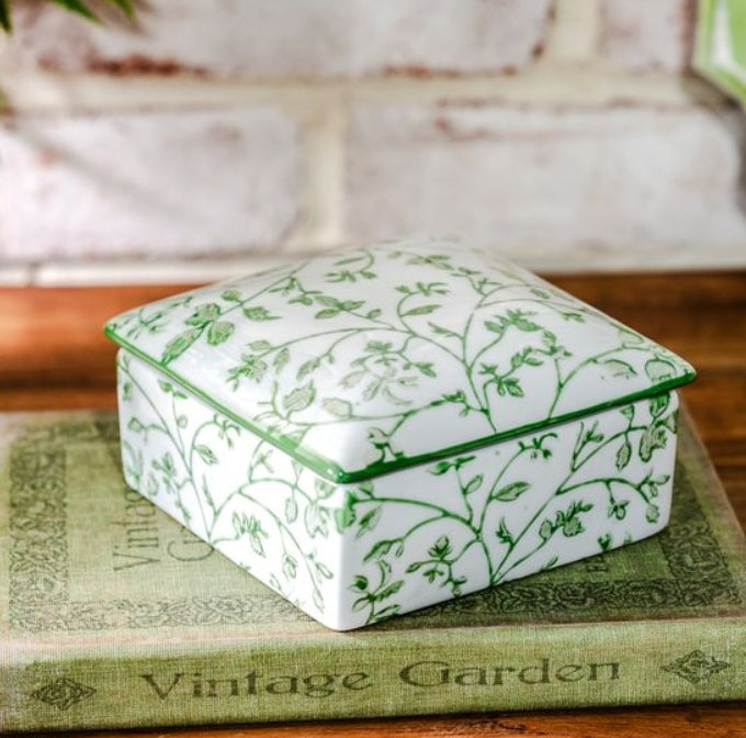 Green Heirloom Ceramic Trinket Box