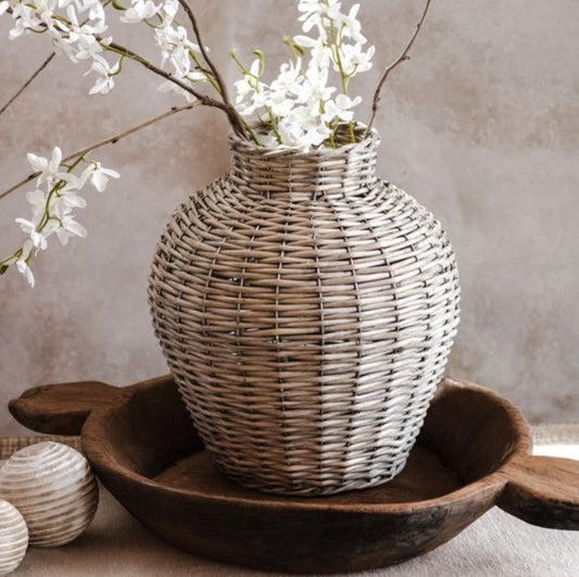 Large Grey Wash Willow Vase