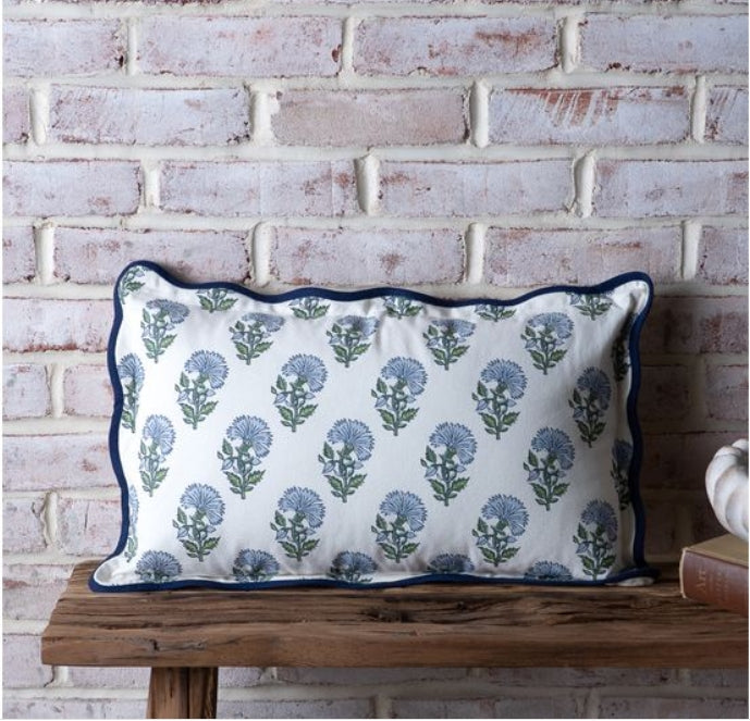 Blue Aster Pattern Lumbar Pillow