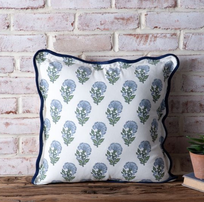 Blue Aster Pattern Throw Pillow
