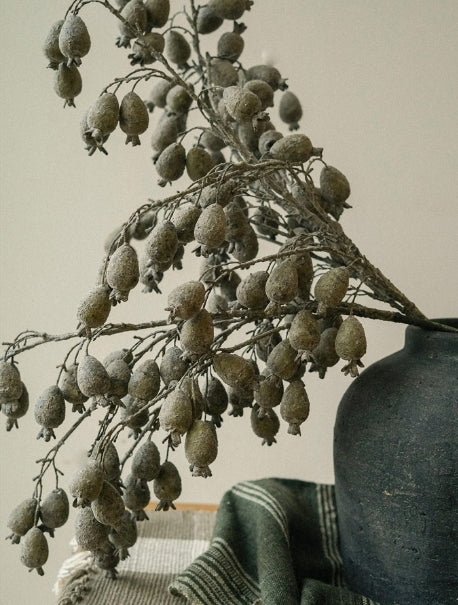Dried Grey & Green Berry Branch