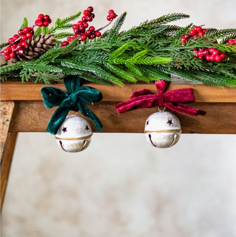 Distressed White & Velvet Mini Bells