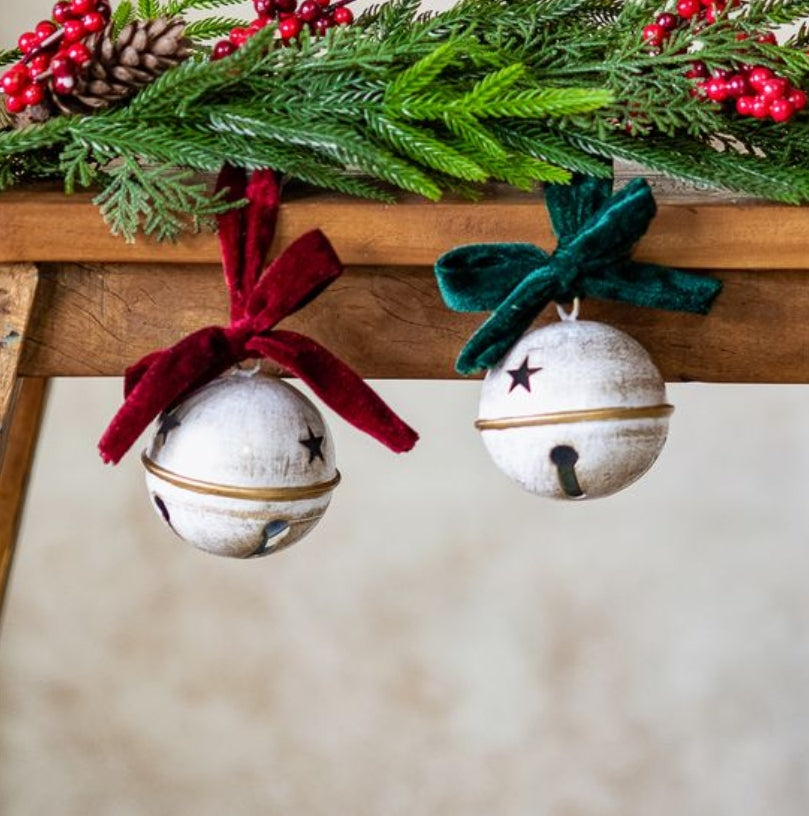 Distressed White & Velvet Bells