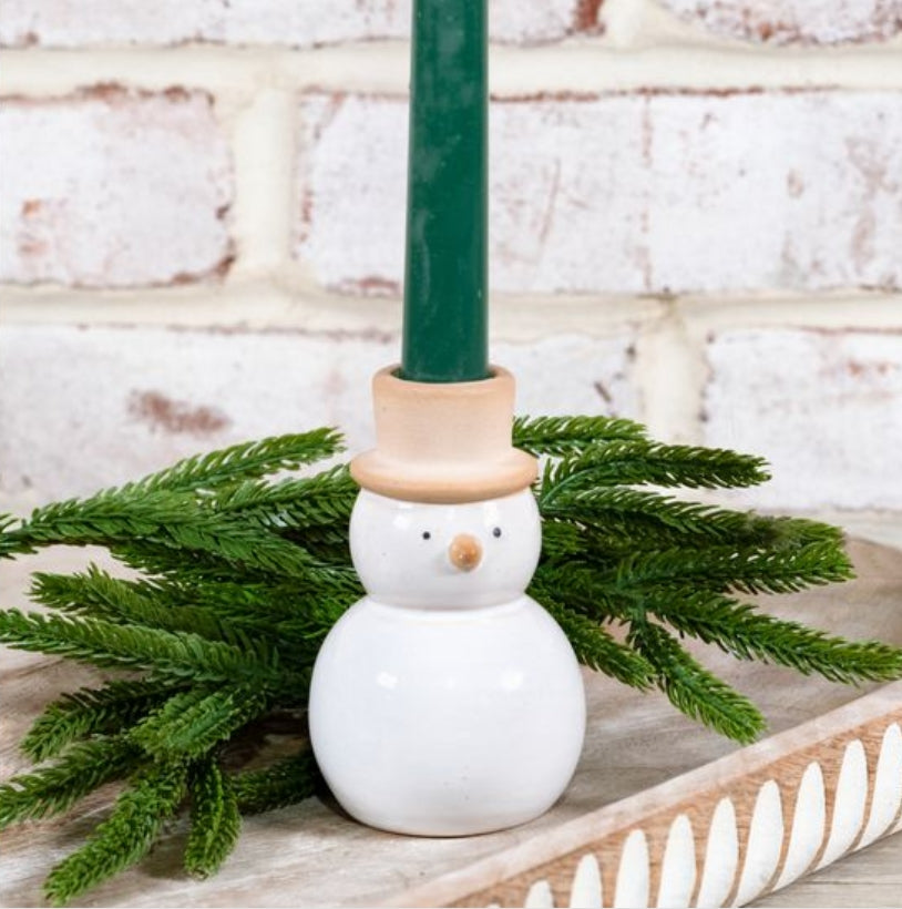 Stoneware Snowman Taper Holder