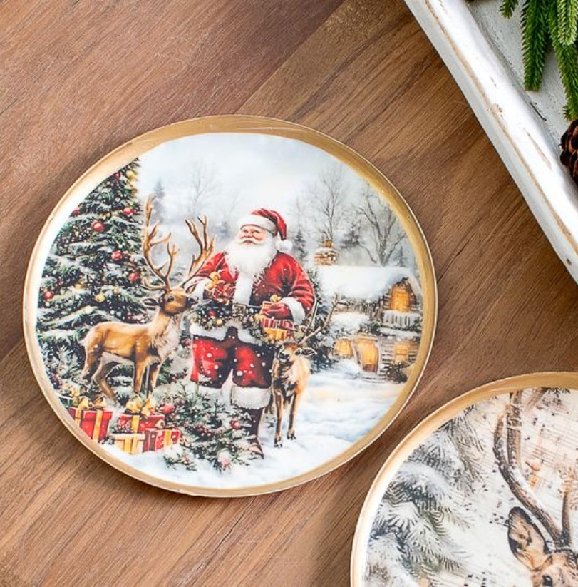 Metal Santa Scene Plate