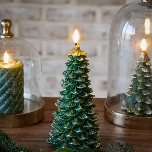 Large LED Green Tree Candle