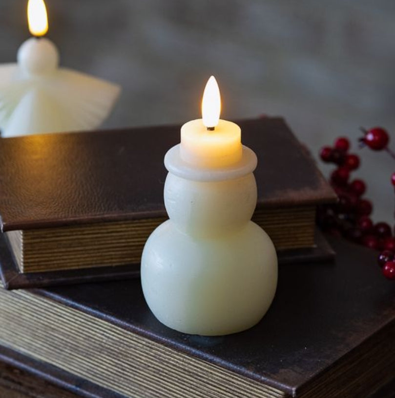 Ivory Snowman LED Candle