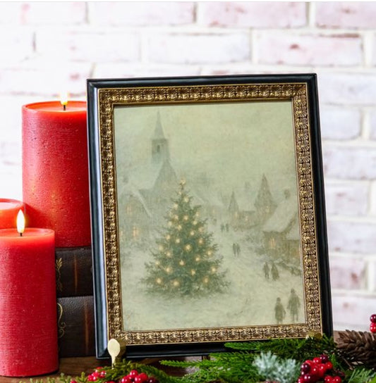 Town Snowstorm Framed Art- 8 x 10