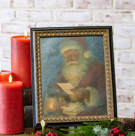 Santa Reading Letters Framed Art- 8 x 10
