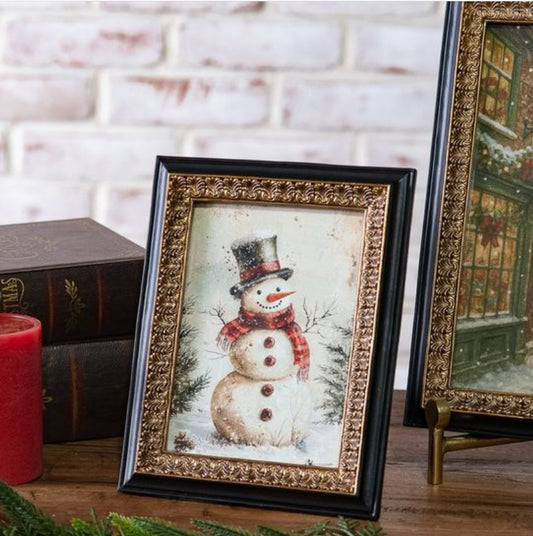 Vintage Snowman Framed Art- 5 x 7