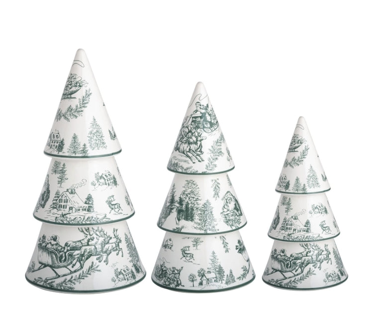 Hand Painted Stoneware Toile Trees- Assorted Sizes