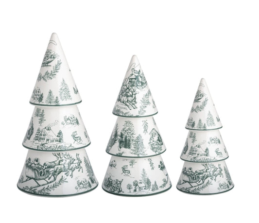 Hand Painted Stoneware Toile Trees- Assorted Sizes