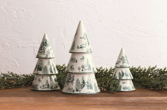 Hand Painted Stoneware Toile Trees- Assorted Sizes