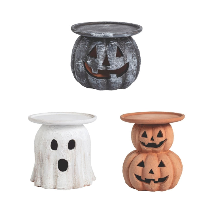 Terracotta Stacked Halloween Pillar Holders