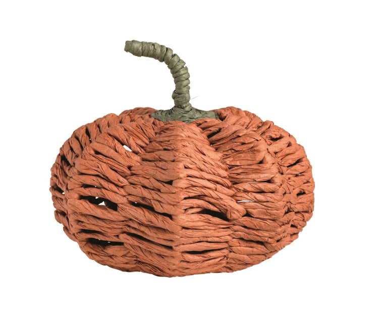 Dark Orange Raffia Woven Pumpkin