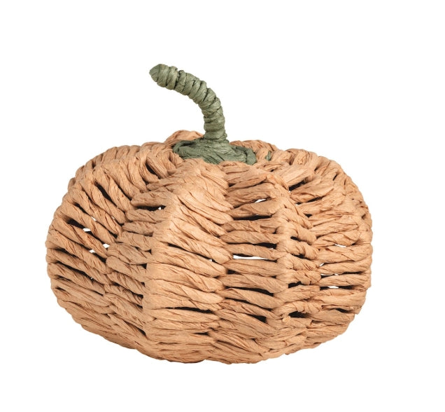 Light Orange Raffia Woven Pumpkin