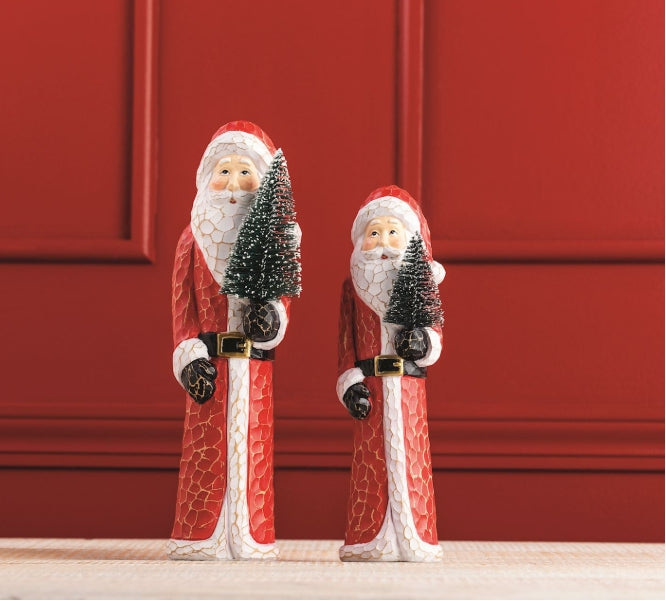 Resin Carved Look Santas- Assorted Sizes