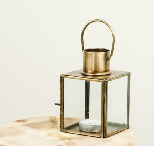 Mini Square Brass Lantern