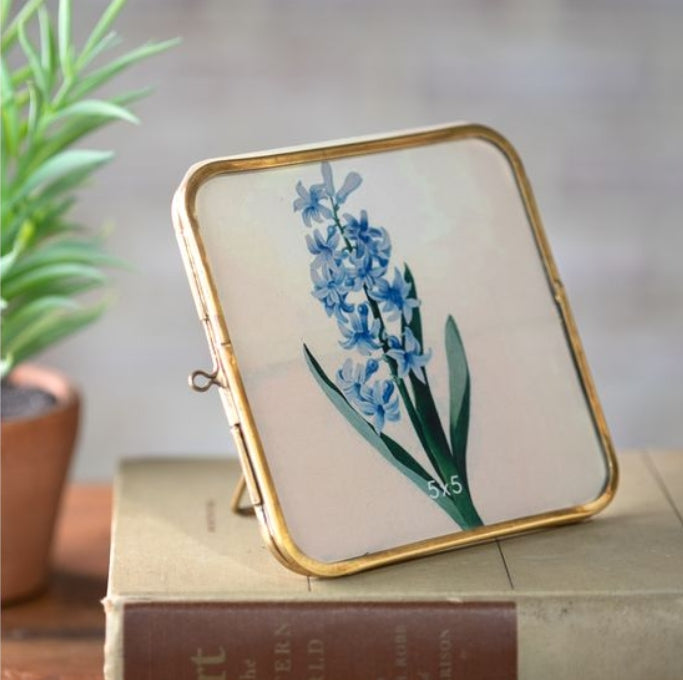 Antiqued Rounded Corner Brass 5 x 5" Frame