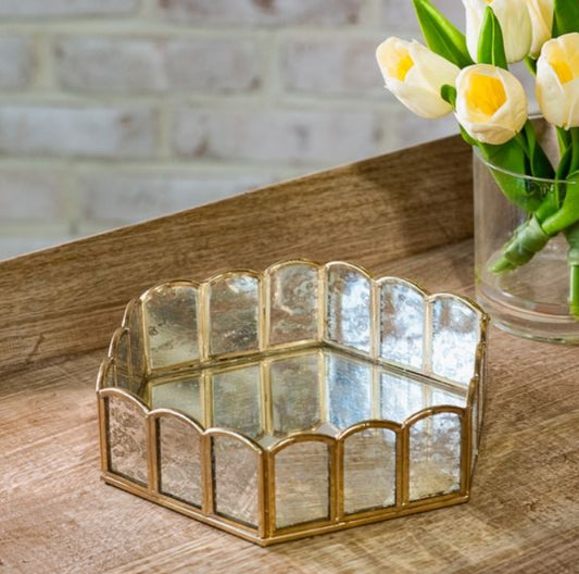Gold & Glass Hexagon Tray