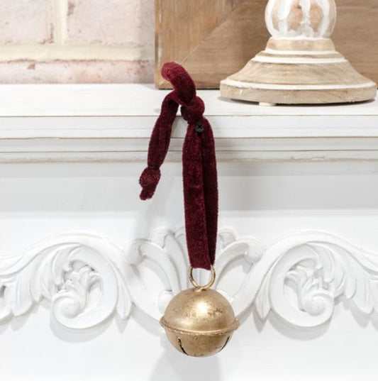 Gold Jingle Bell and Velvet Hanger