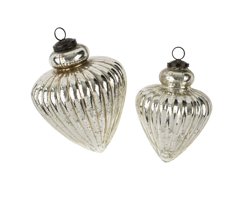 Giant Silver Glass Teardrop Ornament (S)