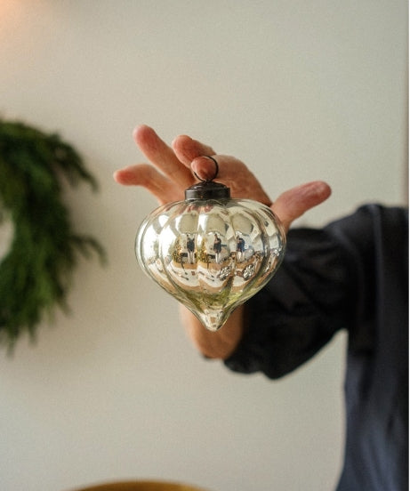 Silverfrost Silver Glass Onion Ornament