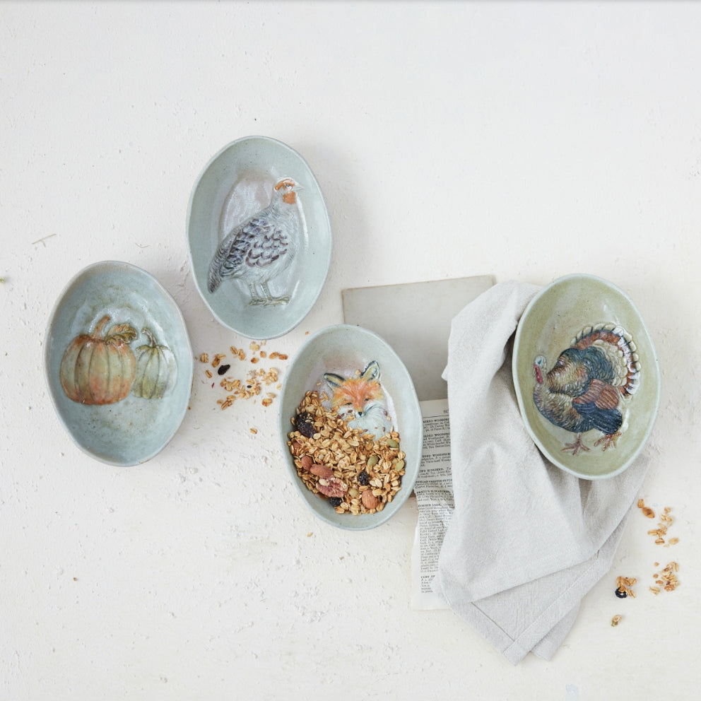 Hand-Painted Stoneware Tidbit Plate