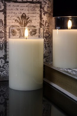 Ivory Glass Battery Operated 3.5" x 6" Pillar Candle