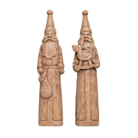 Wood Look Carved Santas Assorted