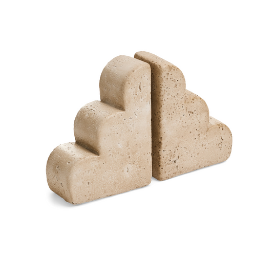 Travertine Look Cement Bookend Set