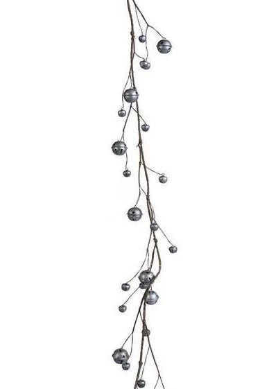 Antique Silver Jingle Bell Garland- 5'
