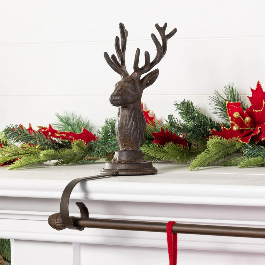 Iron Reindeer Stocking Holder Bar