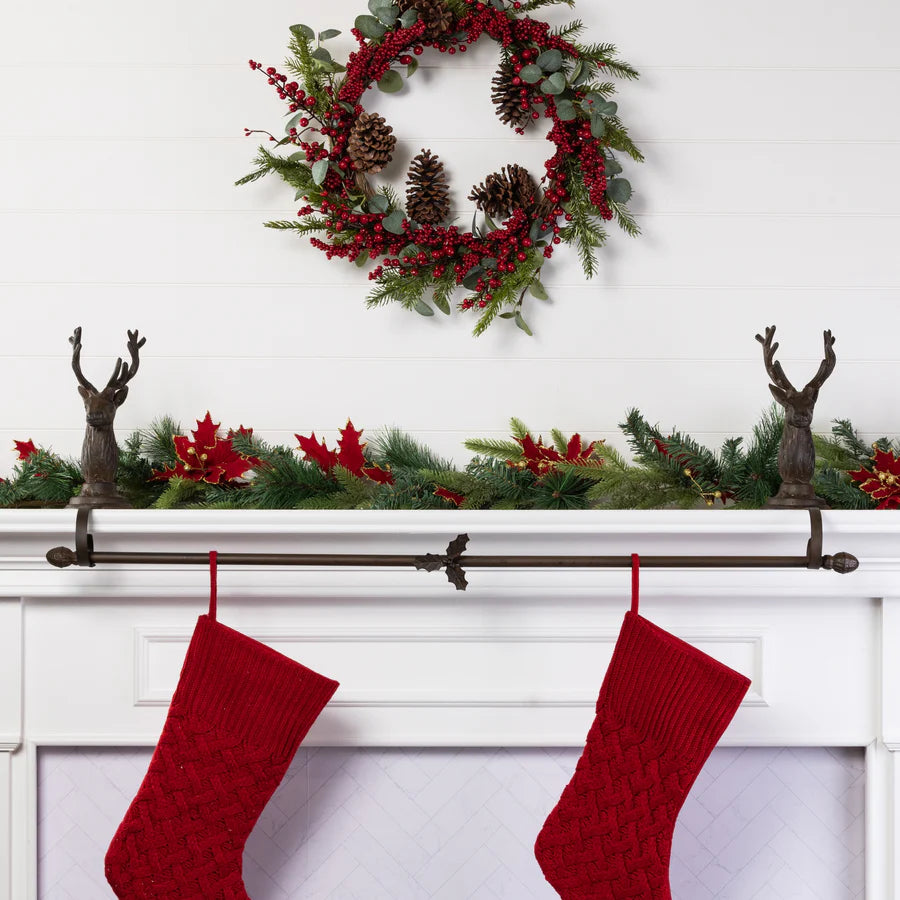 Iron Reindeer Stocking Holder Bar